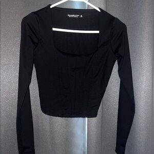 Abercrombie & Fitch Black Long Sleeve Scoop Neck Top - Slim Fit